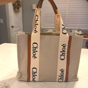 Chloe Canvas Woody Tote Bag